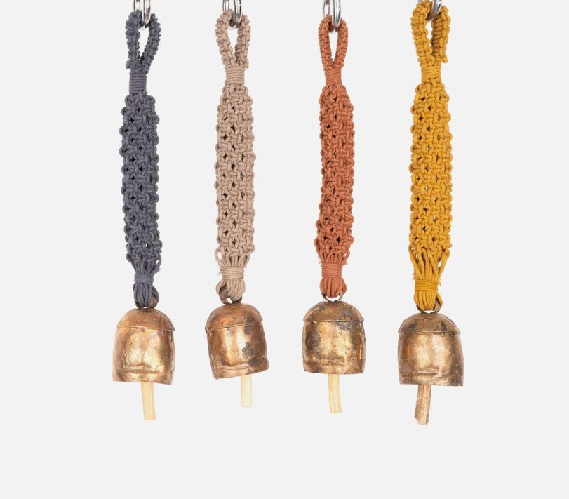 Macrame wind chime with metal bell