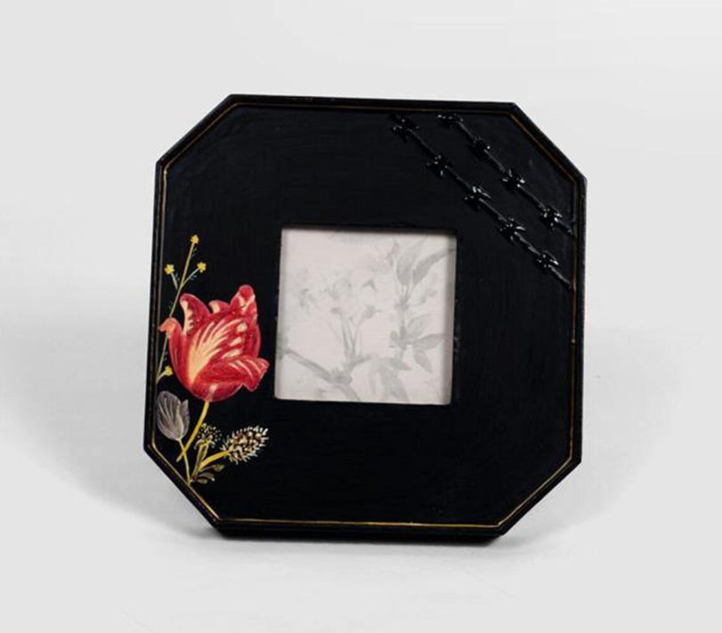 Floral papier mache photo frame