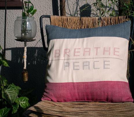 Breathe peace organic cotton cushion cover (18x18 inch)