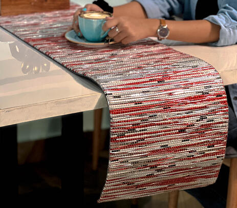 Upcycled plastic textile runner