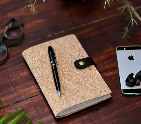 Handmade cork recycled paper diary