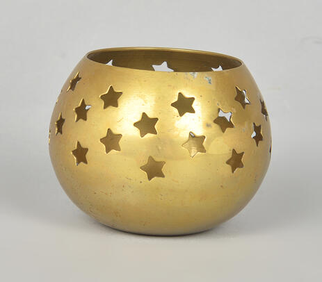 Antique brass star tea light holder