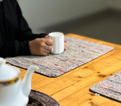 Handloomed newspaper textile table placemats (set of 4)