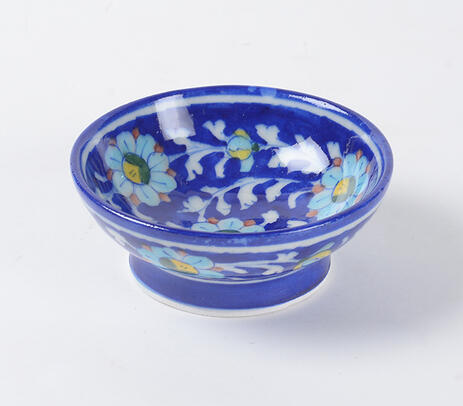 Hand painted blue pottery bowl