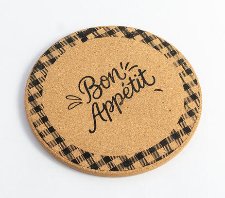 Typographic printed cork trivet