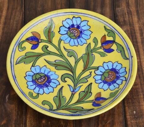 Handmade blue pottery plate