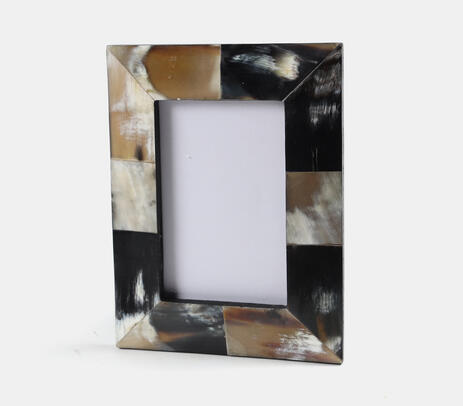 Hand cut recycled horn black tabletop photo frame