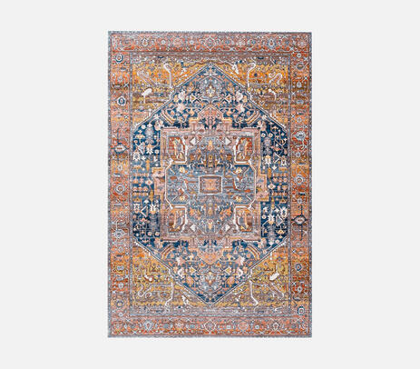 Handwoven orange wool & jute rug