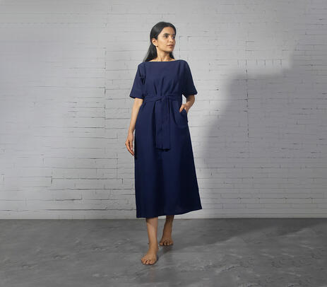 Handloom cotton boat-neck kimono dress