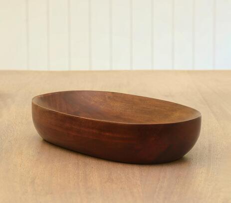 Handcrafted wooden brawny oval platter