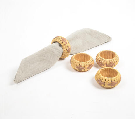 Statement iron & cane round napkin ring (set of 4)
