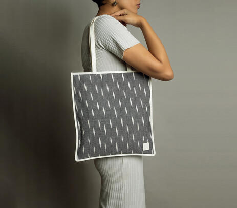 Hand stitched white upcycled nappa leather tote